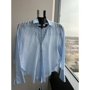 MNG Ramie Light Blue SELECTION Button Up Long Sleeve Shirt Size L